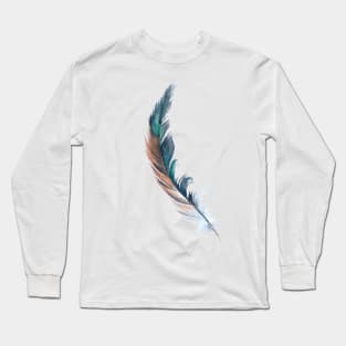 Free as a Bird Watercolor Feather- vertical Long Sleeve T-Shirt